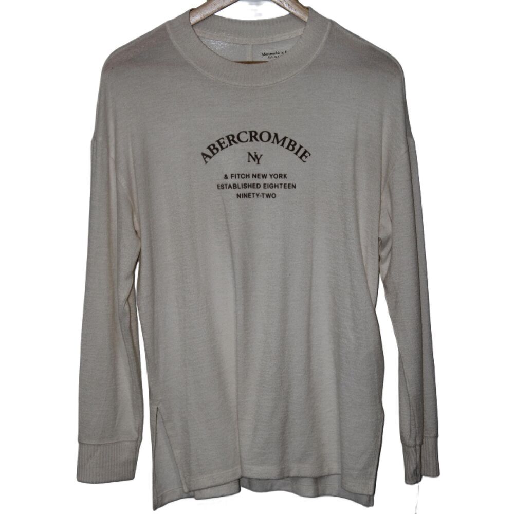 Womens Abercrombie & Fitch Soft AF Cozy Cream Long Sleeve Crew Neck Sweater Sz S